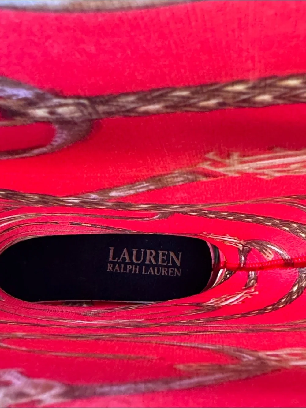 Lauren Ralph Lauren Rosalyn II Rain Boots Red Gold Chain design Size 6